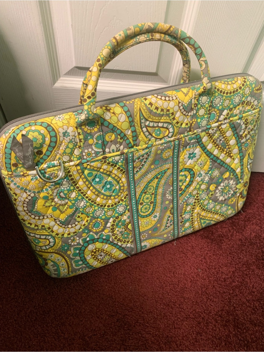Vera Bradley Yellow Teal Paisley Quilted Laptop Bag
